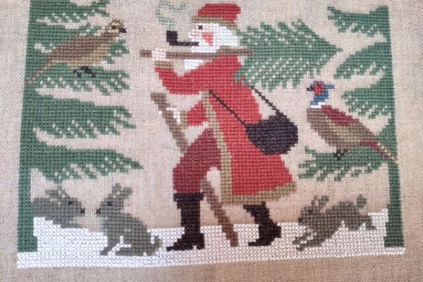クロスステッチハンドメイド 完成品クリスマスヴェロニクさん