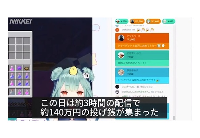 日経「Vtuberが1億円稼ぐ配信者も現れた、これは日本発の新たなエンターテイメントだ!!」